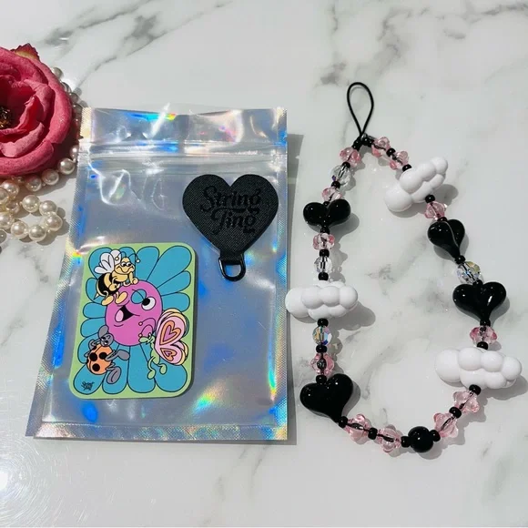 STRING TING OSAKA KAWAII WRISTLET PHONE STRAP + STRAP HEART CARD